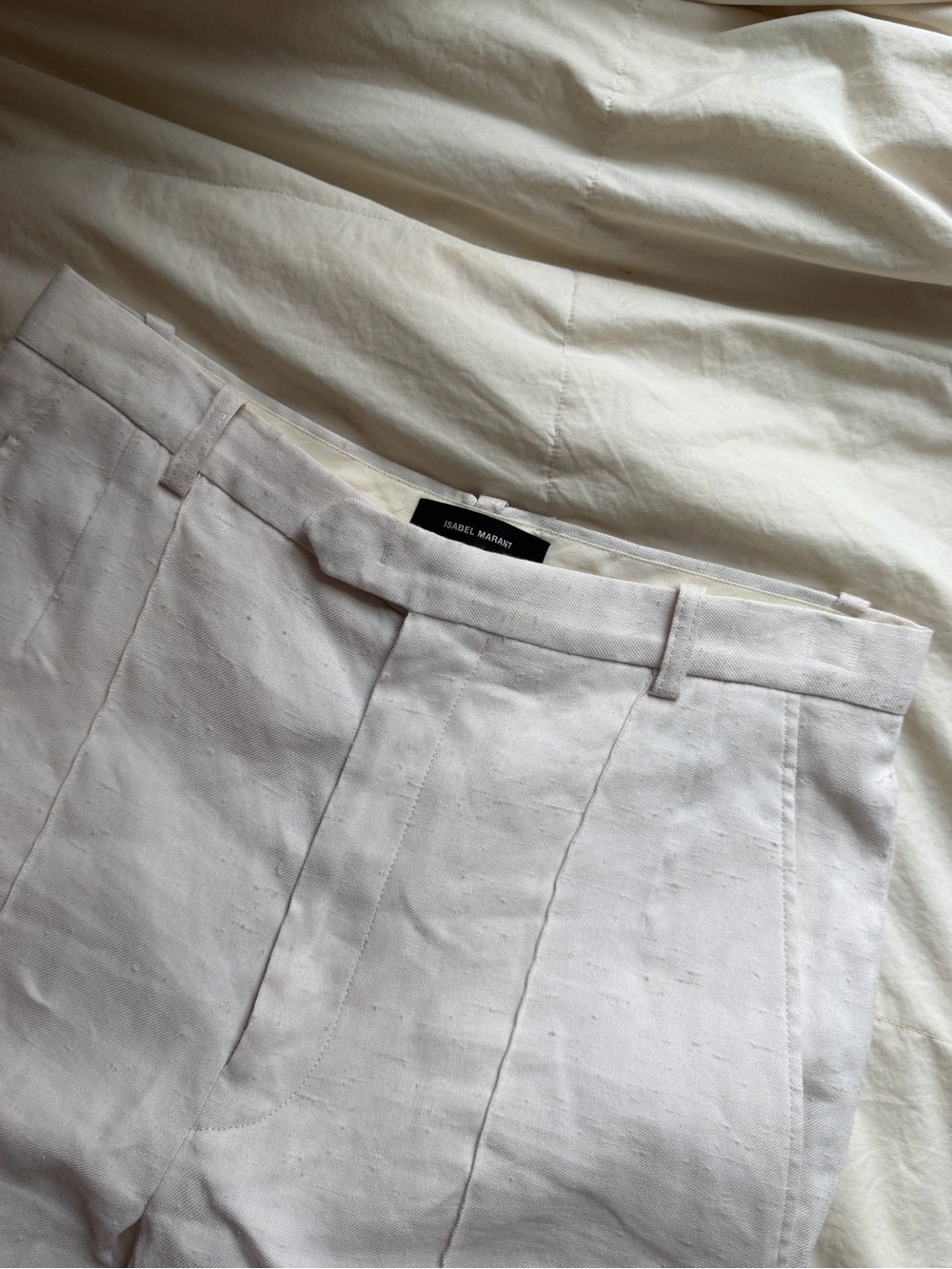 Isabel Marant Pale Linen Pleated Trousers